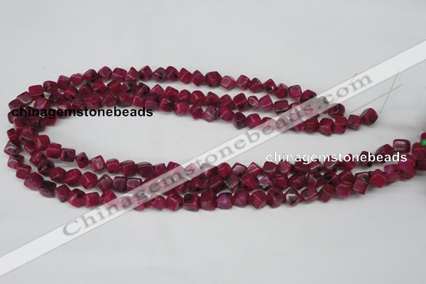 CCU102 15.5 inches 6*6mm cube dyed white jade beads wholesale