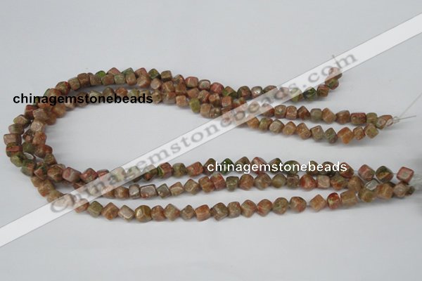 CCU103 15.5 inches 6*6mm cube New unakite beads wholesale