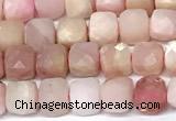 CCU1037 15 inches 6mm faceted cube pink opal beads