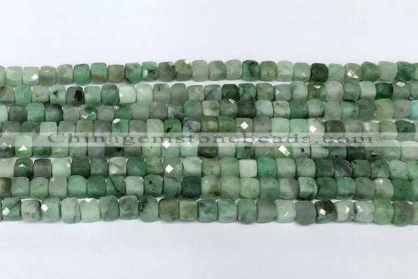 CCU1038 15 inches 6mm faceted cube emerald beads