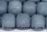 CCU1052 15 inches 8mm faceted cube blue angel skin beads