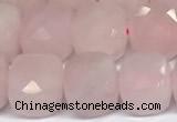 CCU1053 15 inches 8mm faceted cube rose quartz beads