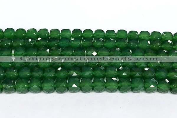 CCU1056 15 inches 8mm faceted cube green agate beads