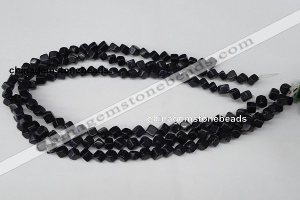 CCU106 15.5 inches 6*6mm cube blue goldstone beads wholesale