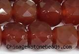 CCU1067 15 inches 8mm faceted cube red agate beads