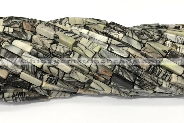 CCU1144 15 inches 4*13mm cuboid net jasper beads