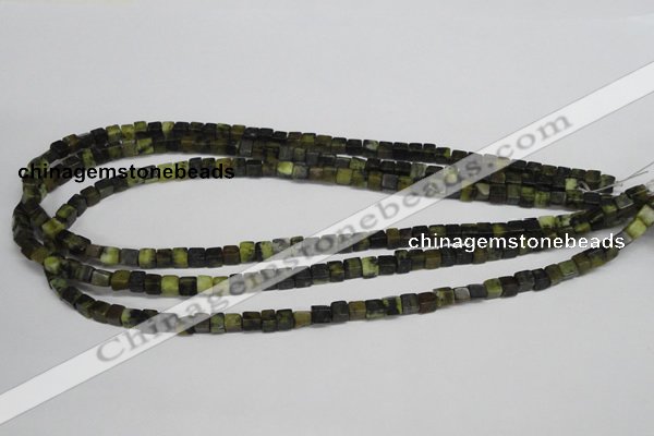 CCU12 15.5 inches 4*4mm cube yellow turquoise beads wholesale