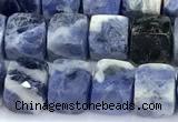 CCU1274 15 inches 6mm - 7mm faceted cube sodalite beads