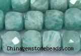 CCU1277 15 inches 6mm - 7mm faceted cube amazonite beads