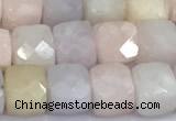 CCU1280 15 inches 6mm - 7mm faceted cube morganite beads