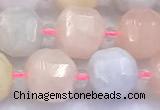 CCU1287 15 inches 9mm - 10mm faceted cube morganite beads