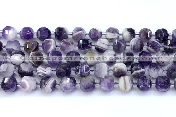 CCU1291 15 inches 9mm - 10mm faceted cube dogtooth amethyst beads