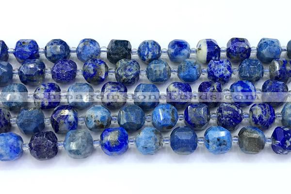 CCU1294 15 inches 9mm - 10mm faceted cube lapis lazuli beads