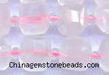 CCU1301 15 inches 9mm - 10mm faceted cube rose quartz beads