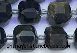 CCU1307 15 inches 9mm - 10mm faceted cube golden obsidian beads