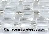 CCU1310 15 inches 7mm - 8mm faceted cube white crystal beads