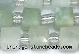 CCU1311 15 inches 7mm - 8mm faceted cube aquamarine beads