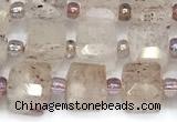 CCU1313 15 inches 7mm - 8mm faceted cube strawberry quartz beads