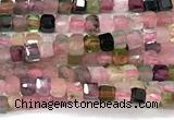 CCU1325 15 inches 2.5mm faceted cube tourmaline beads