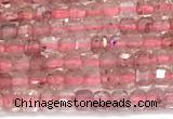 CCU1327 15 inches 2.5mm faceted cube strawberry quartz beads