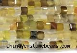 CCU1329 15 inches 2.5mm faceted cube yellow agate beads