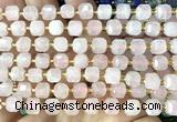 CCU1351 15 inches 6mm - 7mm faceted cube rose quartz beads