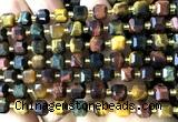 CCU1369 15 inches 6mm - 7mm faceted cube colorful tiger eye beads