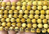 CCU1371 15 inches 6mm - 7mm faceted cube yellow mookaite beads