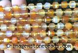CCU1388 15 inches 6mm - 7mm faceted cube carnelian beads