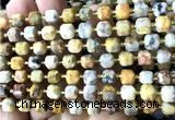 CCU1396 15 inches 6mm - 7mm faceted cube yellow crazy lace agate beads