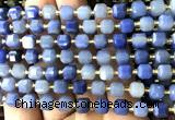 CCU1421 15 inches 6mm - 7mm faceted cube blue aventurine jade beads