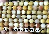 CCU1424 15 inches 6mm - 7mm faceted cube yellow aventurine jade beads