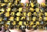 CCU1466 15 inches 8mm - 9mm faceted cube yellow tiger eye beads