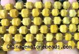 CCU1473 15 inches 8mm - 9mm faceted cube yellow mookaite beads