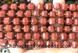 CCU1477 15 inches 8mm - 9mm faceted cube red jasper beads