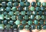 CCU1504 15 inches 8mm - 9mm faceted cube moss agate beads