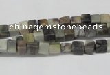 CCU16 15.5 inches 4*4mm cube silver leaf jasper beads wholesale