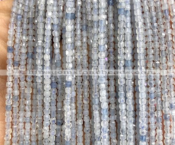 CCU1622 15 inches 2.5mm faceted cube aquamarine gemstone beads