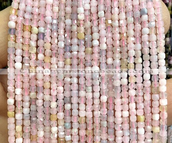 CCU1640 15 inches 2.5mm faceted cube morganite gemstone beads