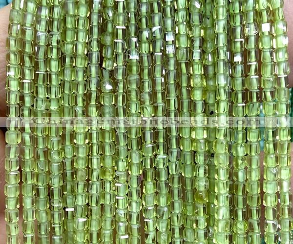 CCU1650 15 inches 2.5mm faceted cube peridot gemstone beads