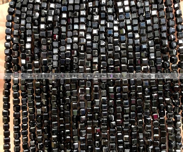 CCU1676 15 inches 2.5mm faceted cube black spinel gemstone beads