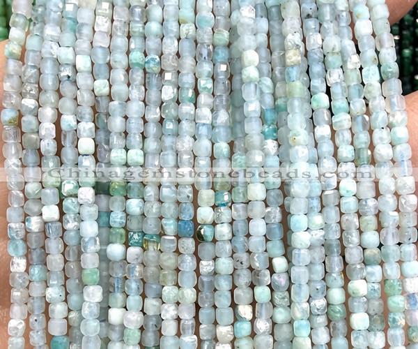 CCU1689 15 inches 2.5mm faceted cube amazonite beads wholesale