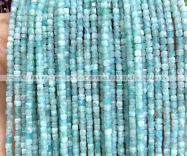 CCU1690 15 inches 2.5mm faceted cube amazonite gemstone beads