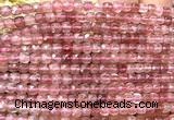 CCU1808 15 inches 4mm faceted cube strawberry quartz beads