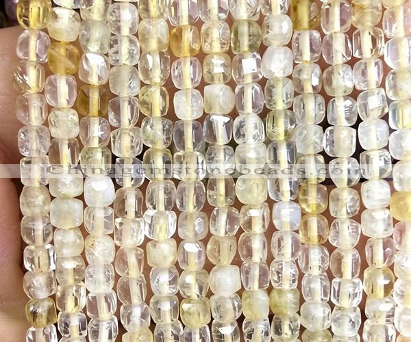 CCU1812 15 inches 4mm faceted cube citrine beads wholesale