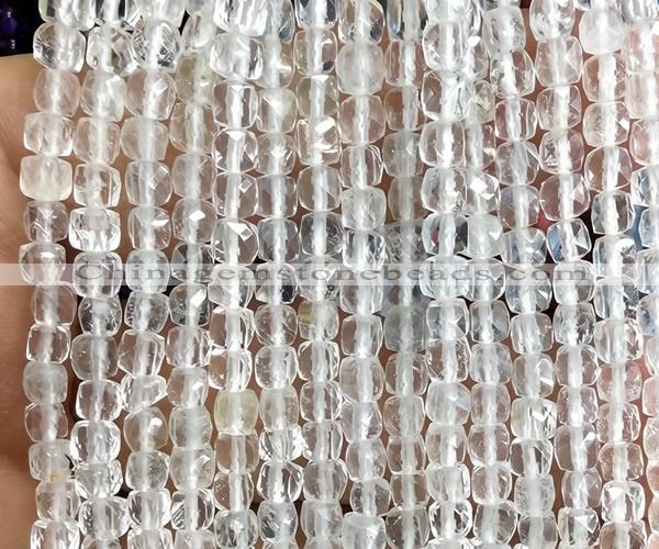 CCU1818 15 inches 4mm faceted cube topaz quartz beads