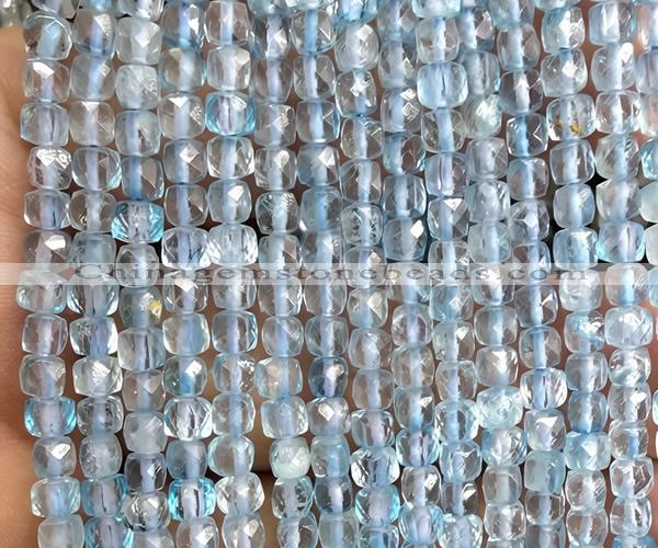 CCU1819 15 inches 4mm faceted cube topaz quartz beads