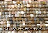 CCU1831 15 inches 4mm faceted cube rainbow moonstone beads