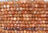 CCU1835 15 inches 4mm faceted cube golden sunstone gemstone beads
