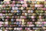 CCU1843 15 inches 4mm faceted cube tourmaline gemstone beads